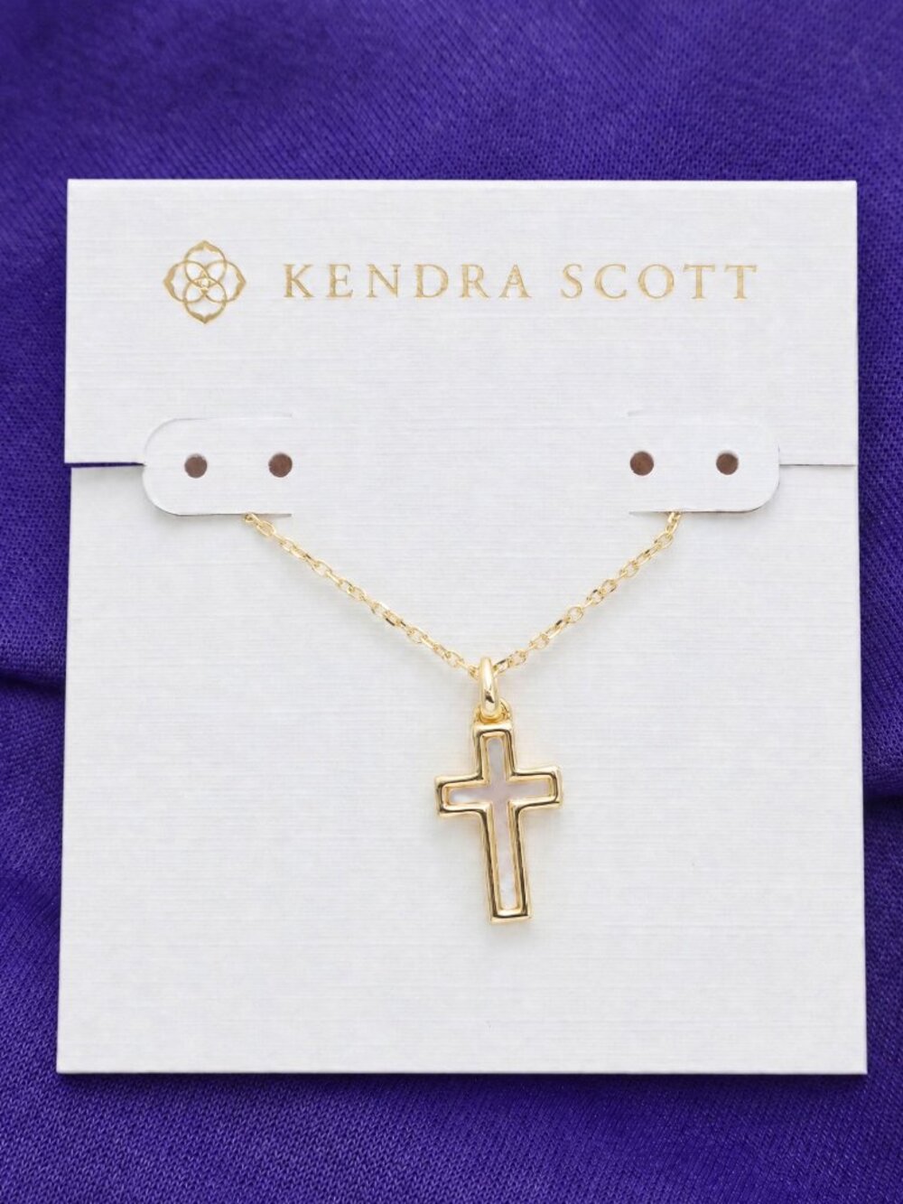 Kendra Scott Cross Necklace White Lab Grown Opal